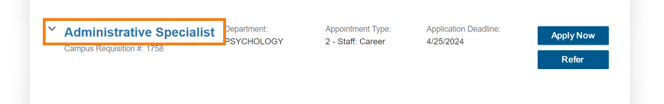 A screenshot of the job application process