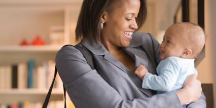 working mom with baby